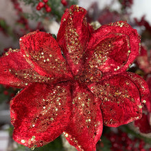 Load image into Gallery viewer, Red Glitter Magnolia Stem
