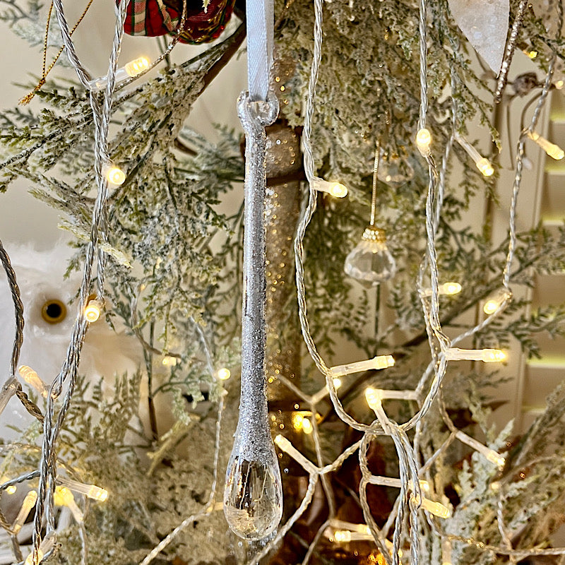 Silver Water Drop Tree Ornament