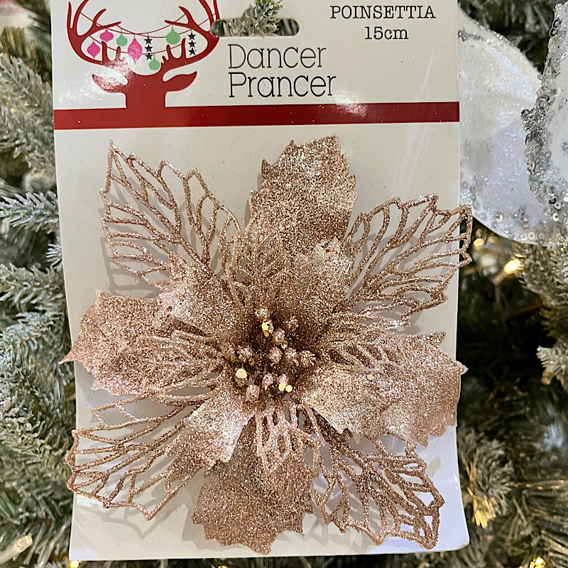 Rose Gold Poinsettia With Clip