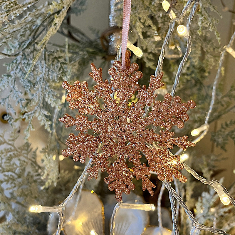 Rose Gold Snowflake Ornament 10cm