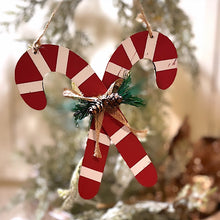 Load image into Gallery viewer, Candy Cane Hang Wood  Red/White
