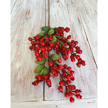 Load image into Gallery viewer, 7 Bunch Red Holly Berry Spray W/Lea
