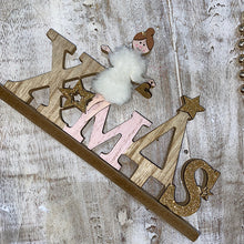 Load image into Gallery viewer, Xmas Angel Deco Wood Natural Pink
