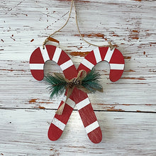 Load image into Gallery viewer, Candy Cane Hang Wood  Red/White
