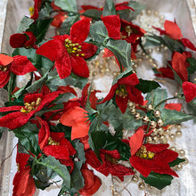 Load image into Gallery viewer, Velvet Poinsettia Garland With Leaves
