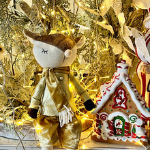 Load image into Gallery viewer, Gold  Sequin Sitting Reindeer
