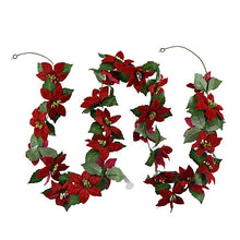 Load image into Gallery viewer, Velvet Poinsettia Garland With Leaves
