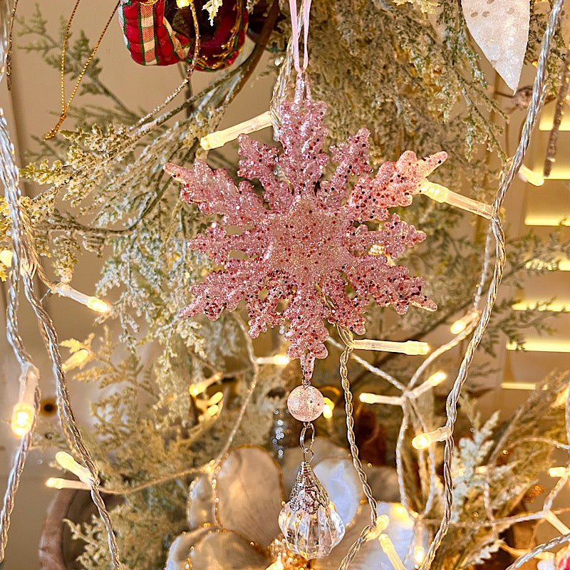 Snowflake With Crystals Tree Ornament