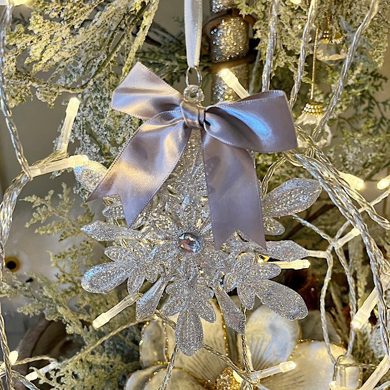 Silver  Snowflake  With Ribbon