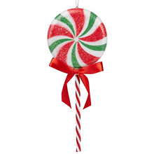 Load image into Gallery viewer, 25cmH Green &amp; Red Swirl Lollypop Christmas Decoration
