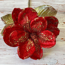 Load image into Gallery viewer, Red Glitter Magnolia Stem
