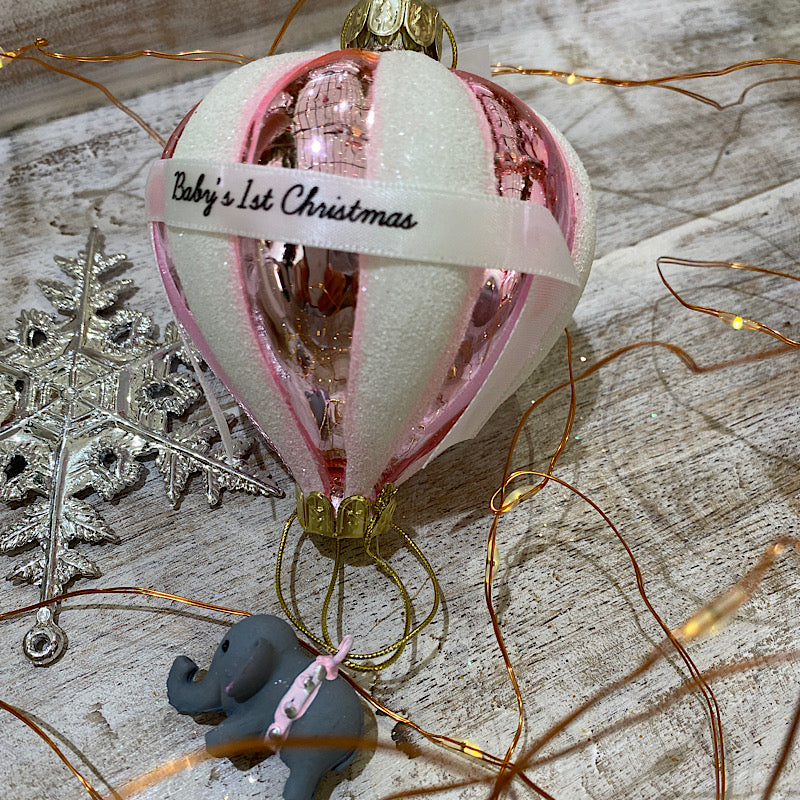 Baby's 1st  Christmas  Pink Baloon Hanging  Ornament