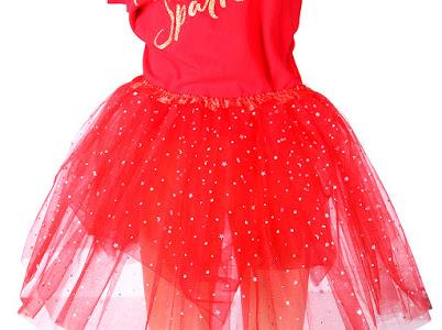 Kids Red Christmas Tutu With Glitter